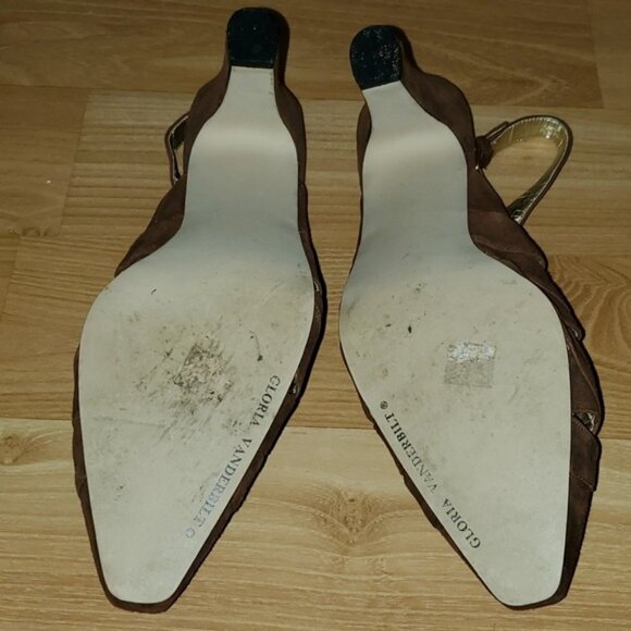 Gloria Vanderbilt Heels Brown LEATHER SUEDE Shoes Pumps Women's WOMAN'S 10 M - Picture 8 of 12